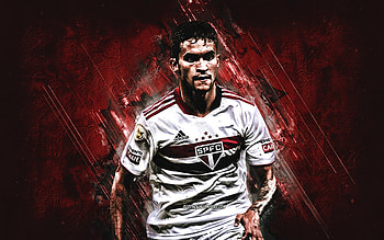 Rodrigo Nestor, Sao Paulo FC, portrait, Brazilian footballer, red stone background, Serie A, Brazil, football HD wallpaper