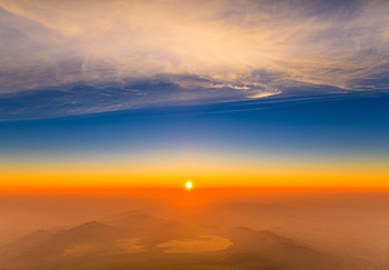 Sunset, dusk, horizon, sky, clouds, nature HD wallpaper