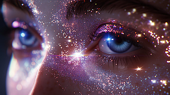 Glittering Eye Makeup - Woman Face, woman, eye, face, glitter, galaxy HD wallpaper
