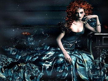 Pretty Girl, blue, fantasy, ball, red, dress HD wallpaper