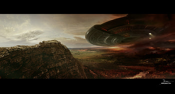 Taken, ufo, scifi, rock, sunset HD wallpaper