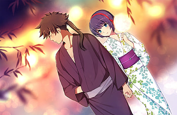KuromuKuro, kimono, girl, boy HD wallpaper