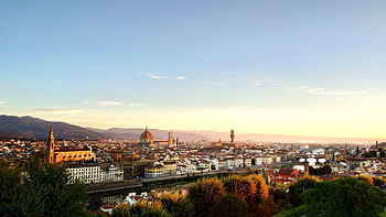 Architecture dome cathedral, Cityscape sunlight river, Tuscany historical Italy HD wallpaper