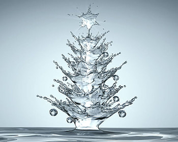 Aqua Christmas, graphy, christmas, splash, shape, water, tree HD wallpaper