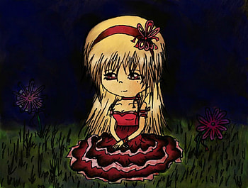 Sweet Rose, digital, anime, graphy, art, cute, digital art, girl, new HD wallpaper