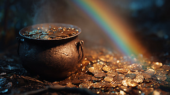 St. Patrick's Rainbow: Pot of Gold | Quad, St. Patrick's Day, Rainbow, Gold Coin HD wallpaper