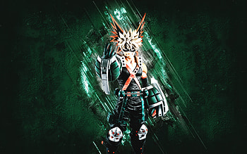 Katsuki Bakugou, My Hero Academia, green stone background, Katsuki Bakugou art, My Hero Academia characters, Japanese manga, anime characters, Katsuki Bakugou character, Bakugou Katsuki HD wallpaper