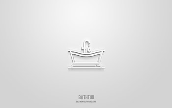 bathtub 3d icon, white background, 3d symbols, bathtub, hotels icons, 3d icons, bathtub sign, hotels 3d icons HD wallpaper