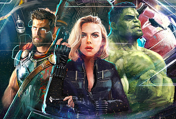 Thor Black Widow Hulk In Avengers Infinity War Artwork 2018, thor, black-widow, hulk, artist, artwork, avengers-infinity-war, 2018-movies, movies HD wallpaper