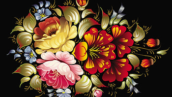 Flower Art, pink, abstract, art, yellow, flower, red HD wallpaper