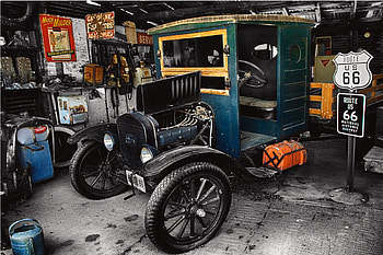 The Olde Workshop, garage, workshop, pick up, route 66, america, truck HD wallpaper