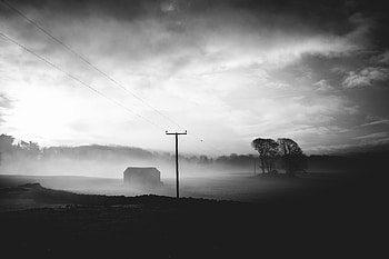 Landscape, Nature, Twilight, Fog, Dusk, Bw, Chb, Gloomy HD wallpaper