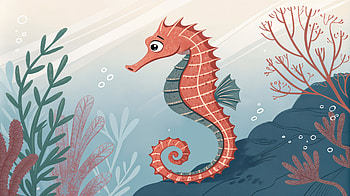 Vibrant Seahorse: A Stunning Ultra, seahorse, marine life, underwater, coral, illustration HD wallpaper