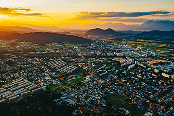 Cities, Sunset, Sky, City, Building, Hills HD wallpaper