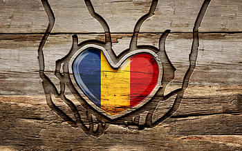I love Chad, , wooden carving hands, Day of Chad, Chad flag, Flag of Chad, Take care Chad, creative, Chad flag in hand, wood carving, african countries, Chad HD wallpaper