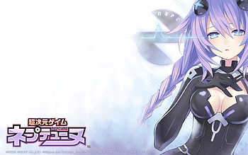 Hyperdimension Neptunia, anime girl, white, blue eyes, purple hair HD wallpaper