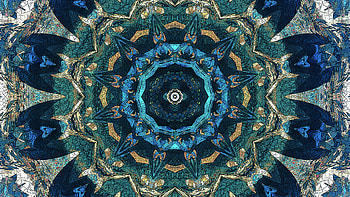 Green Blue Circles Kaleidoscope Fractal Pattern Abstraction Abstract HD wallpaper