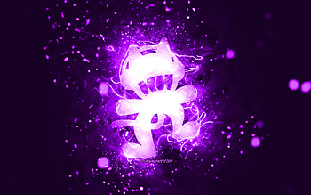 Monstercat violet logo, , canadian DJs, violet neon lights, creative, violet abstract background, Monstercat logo, music stars, Monstercat HD wallpaper