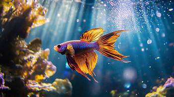 of Vibrant Siamese Fighting Fish Underwater Scene, Animal, fish, siamese fighting fish, underwater HD wallpaper