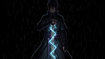 Sasuke Uchiha Lightning Blade Rain Dark, sasuke-uchiha, naruto, anime, artwork, digital-art, ai, artist HD wallpaper