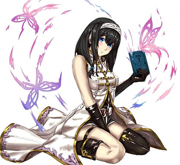 sagisawa fumika, white, blue eyes, simple background, wide , cute, black hair, long hair HD wallpaper