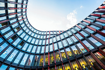 Architecture, office building, oval shape, glass window HD wallpaper
