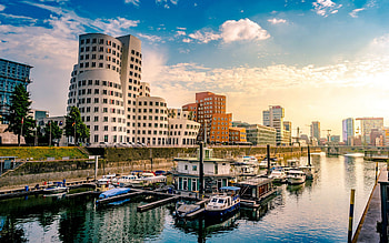 Dusseldorf Skyline, destinations, Urban , City's aesthetic HD wallpaper