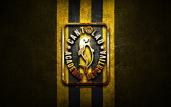 Cantolao FC, golden logo, Liga 1 Apertura, yellow metal background, football, peruvian football club, AD Cantolao logo, Academia Deportiva Cantolao, soccer, AD Cantolao HD wallpaper