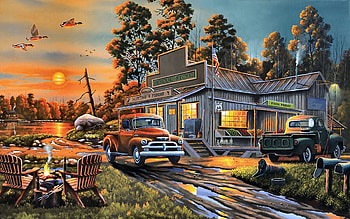 Fresh Produce at the General Store F1, architecture, art, fishing, landscape, beautiful, artwork, scenery, wide screen, painting, general store, pickups, hunting HD wallpaper