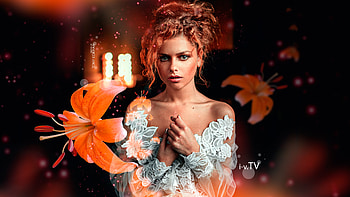 Beauty, lily, crin, model, tony kokhan, girl, redhead, orange, woman HD wallpaper