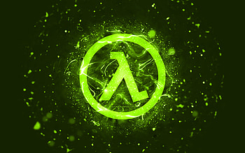 Half-Life lime logo, , lime neon lights, creative, lime abstract background, Half-Life logo, games logos, Half-Life HD wallpaper