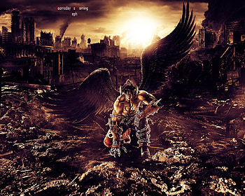 Doomsday is Coming, doomsday, wings, video game, jin, city, destroy, tekken, sun HD wallpaper