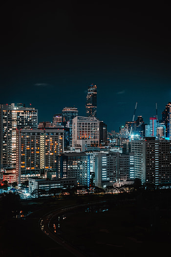Cities, Building, Lights, View From Above, Dark, Night City HD phone wallpaper