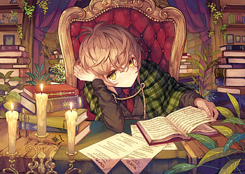 Reading book, anime girl, lazy HD wallpaper