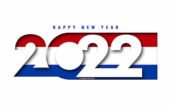 Happy New Year 2022 Netherlands, white background, Netherlands 2022, Netherlands 2022 New Year, 2022 concepts, Netherlands, Flag of Netherlands HD wallpaper