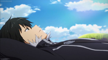 Being Lazy, black, kirito, sleepy, nice, sword art online, laying, dreamy, male, lay, cloud, handsome, sweet, black hair, sao, boy, anime, pretty, cool, sky, lovely, guy HD wallpaper
