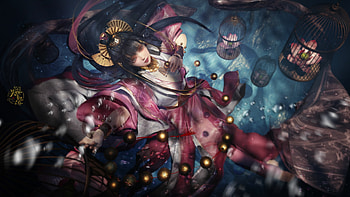 Fantasy girl, frumusete, bird, gorgeous, girl, cage, lu jieyun, superb, view from the top, fantasy, luminos HD wallpaper