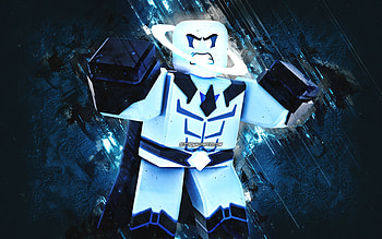 Cosminus, Roblox, blue stone background, Roblox characters, Cosminus Roblox, grunge art, Cosminus character HD wallpaper