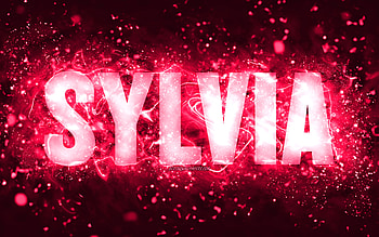 Happy Birtay Sylvia, , pink neon lights, Sylvia name, creative, Sylvia Happy Birtay, Sylvia Birtay, popular american female names, with Sylvia name, Sylvia HD wallpaper