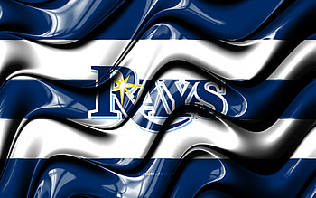 Tampa Bay Rays flag, , blue and white 3D waves, MLB, american baseball team, Tampa Bay Rays logo, baseball, Tampa Bay Rays HD wallpaper