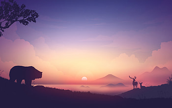Sunrise, minimal, sky, digital art HD wallpaper