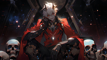 Devil Man, white hair, skull, Anime, man, AI Art, devil HD wallpaper