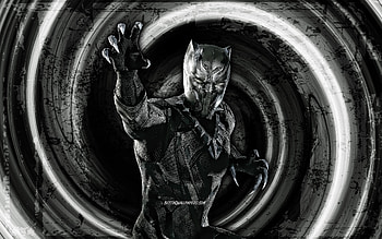 Black Panther, black grunge background, superheroes, Marvel Comics, vortex, Black Panther HD wallpaper