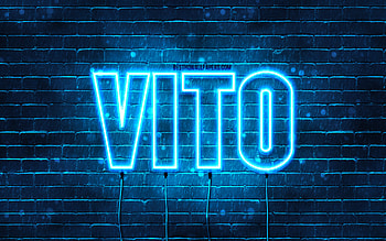 Vito, , with names, Vito name, blue neon lights, Vito Birtay, Happy Birtay Vito, popular italian male names, with Vito name HD wallpaper