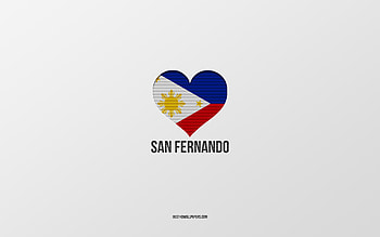I Love San Fernando, Philippine cities, Day of San Fernando, gray background, San Fernando, Philippines, Philippine flag heart, favorite cities, Love San Fernando HD wallpaper