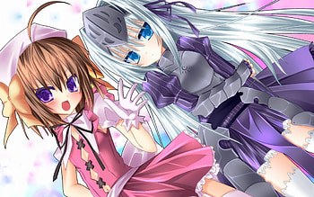 Eucliwood Hellsythe & Haruna, skirt, blue eyes, blue hair, kore wa zombie desu ka, armor HD wallpaper
