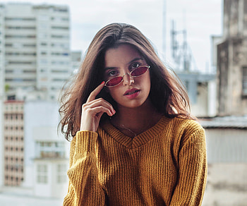 Sunglasses, pretty woman, brunette HD wallpaper