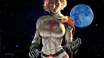 Power Girl Moonlit, nexus, super sexy, dc comics, carol danvers, background, cartoons, fanart, moonlight, anime, 1920x1080 only, super heroes, , power girl HD wallpaper