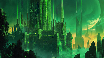 Green Futuristic Cityscape, Sci Fi, sci fi city, green aesthetic, futuristic city, Digital Art HD wallpaper