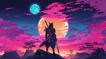 Samurai S Reverie Under The Lunar Glow, warrior, samurai, sword, artist, artwork, digital-art, deviantart HD wallpaper